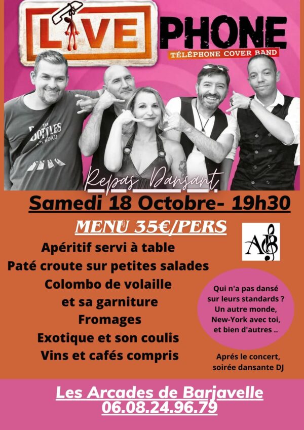 SAMEDI 18 OCTOBRE - REPAS DANSANT AVEC LE GROUPE "LIVE PHONE"