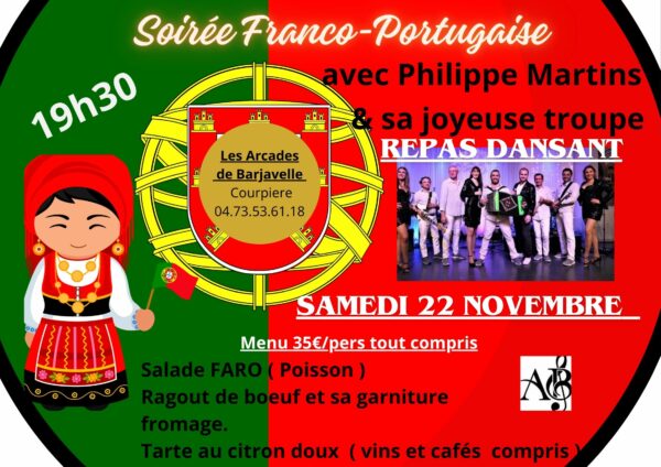 SAMEDI 22 NOVEMBRE - REPAS DANSANT "AMBIANCE PORTUGAISE " AVEC LE GROUPE MARTINS