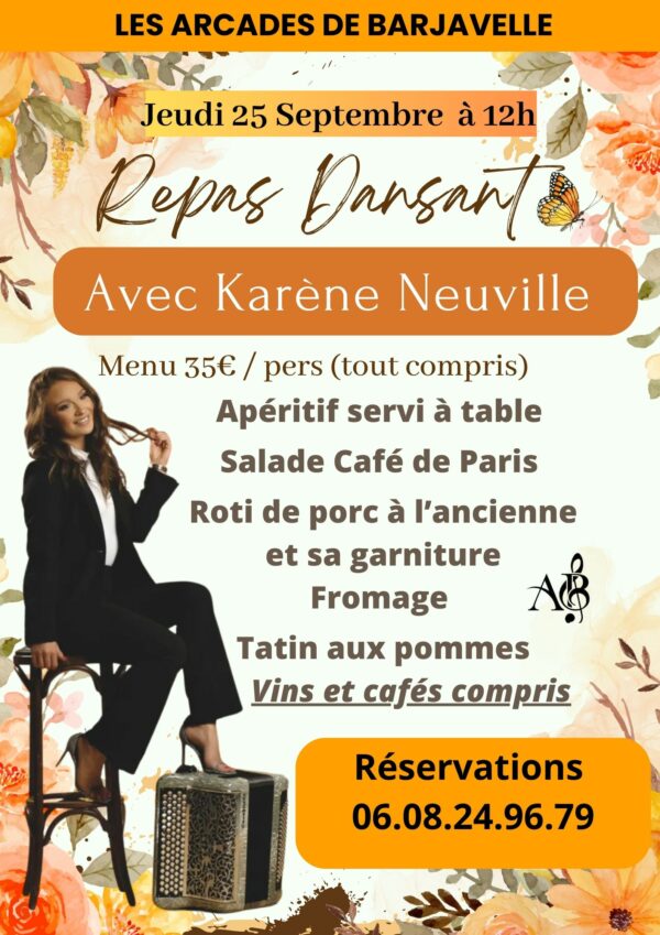 JEUDI 25 SEPTEMBRE - REPAS DANSANT AVEC KARENE NEUVILLE
