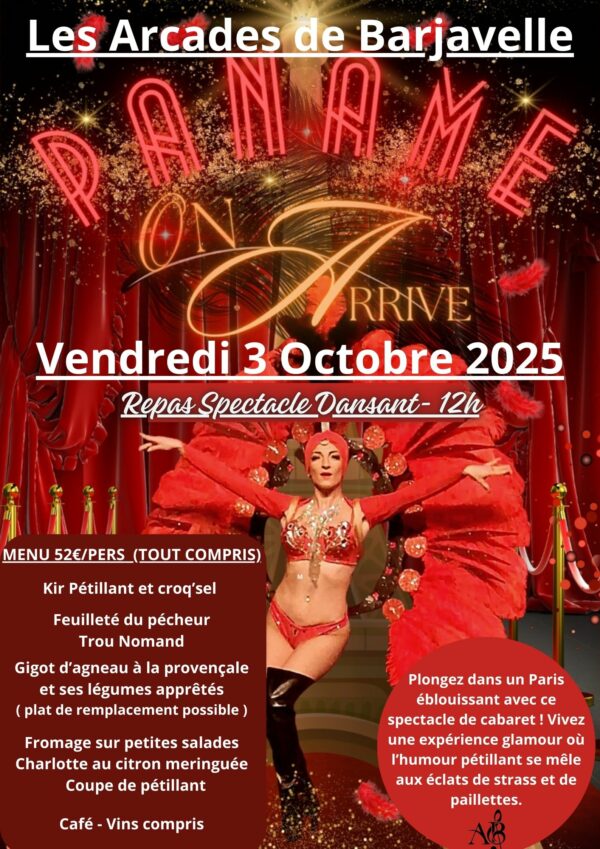 JEUDI 3 OCTOBRE - REPAS SPECTACLE DANSANT "PANAME"
