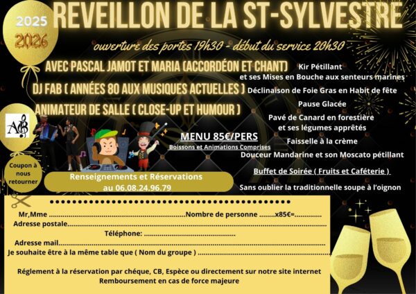 MERCREDI 31 DECEMBRE - REVEILLON DE LA ST SYLVESTRE