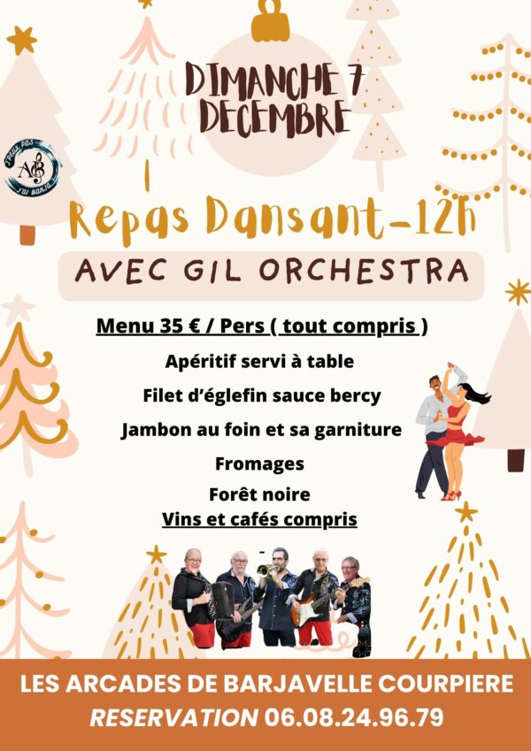 DIMANCHE 7 DECEMBRE - REPAS DANSANT AVEC L'ORCHESTRE GIL ORCHESTRA