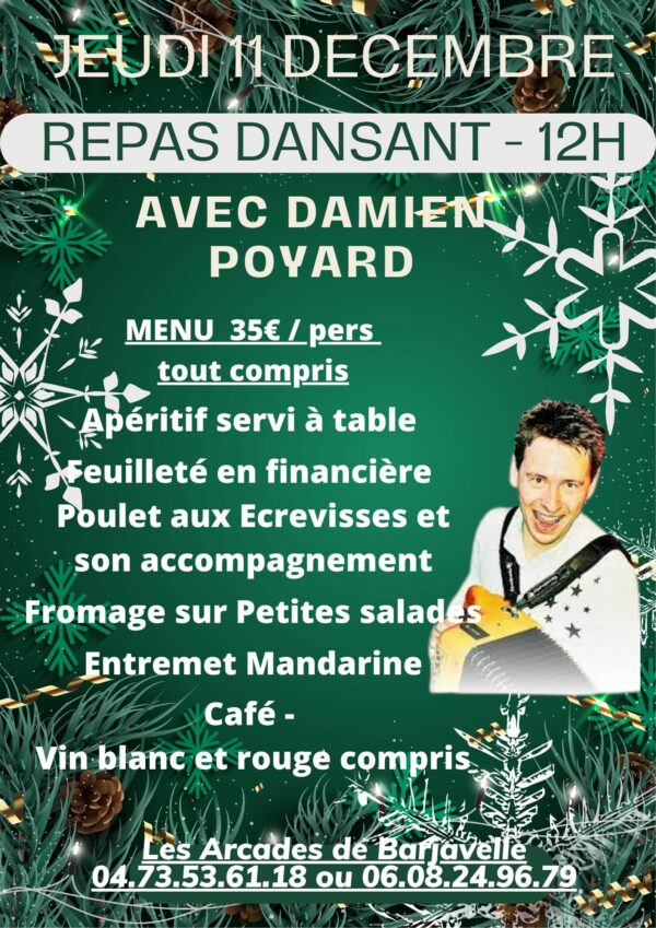 JEUDI 11 DECEMBRE - REPAS DANSANT AVEC DAMIEN POYARD